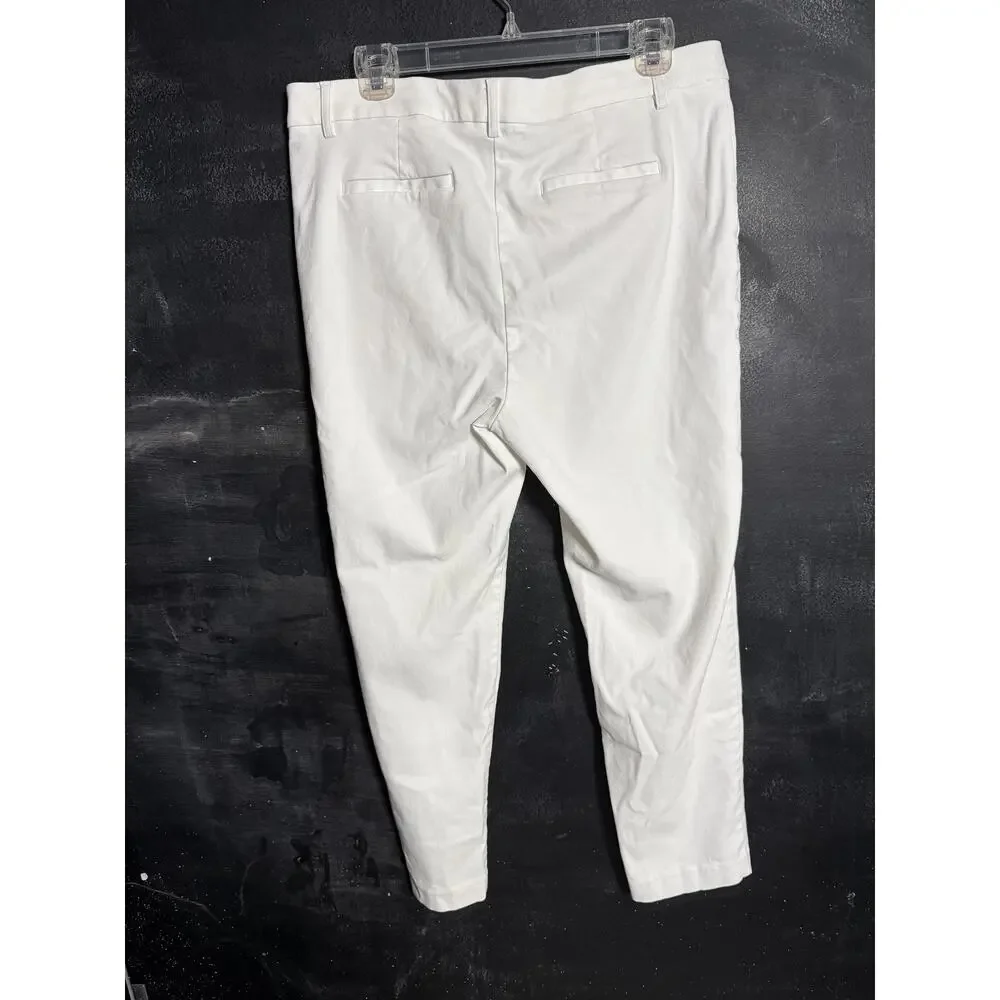 J Jill Wearever Ankle Pants Womens 14 White Twill Tapered Refined Trousers - Picture 3 of 5
